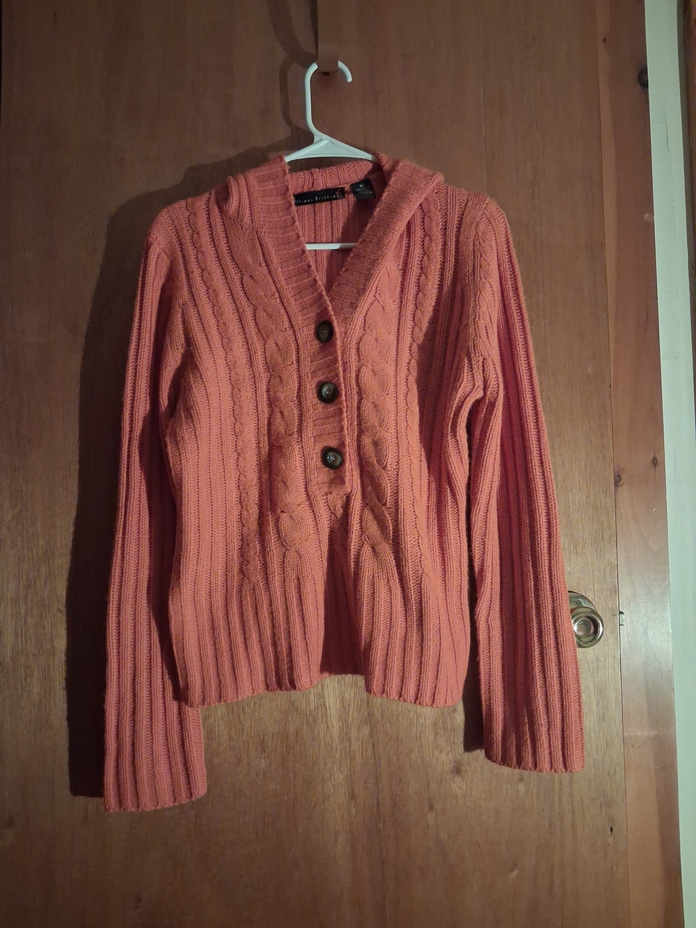 Banana Republic Coral Cable-Knit V-Neck Sweater